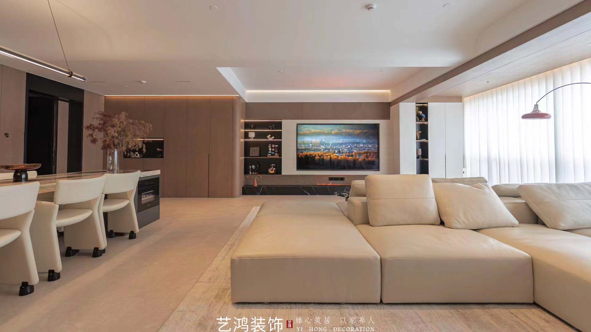 200㎡做出300㎡的尺度感丨意式极简江景大平层(图5)